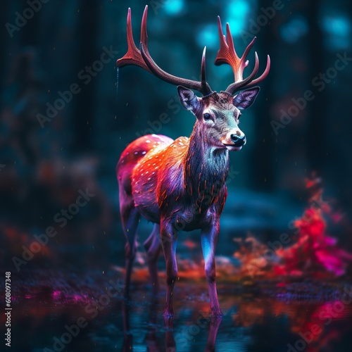 Deer illustration Celestial Guardian The Radiant Stardust Deer made with generative ai technology