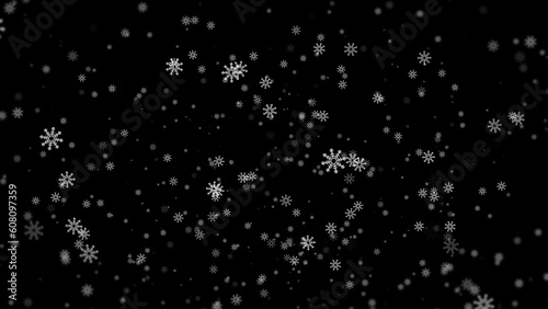 Winter snow snowflakes on black background.  © anita