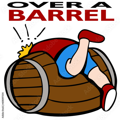 An image representing being over a barrel.