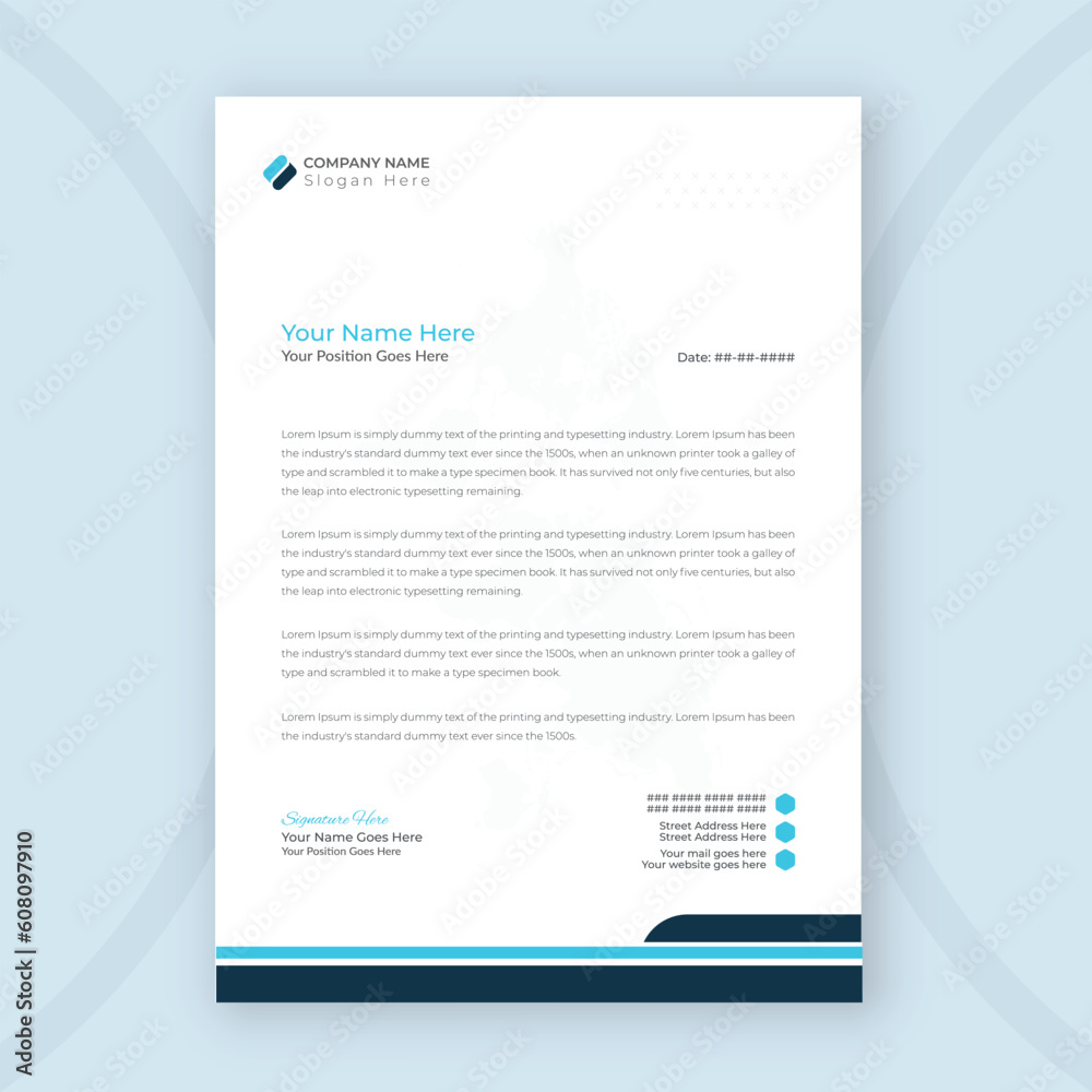 Modern Creative and Clean business style letterhead template of your company
Modern Creative and Clean business style letterhead template of your company