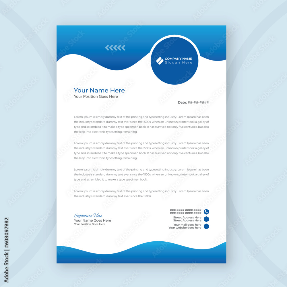 Modern Creative and Clean business style letterhead template of your company
