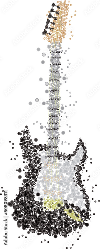 Electric Guitar made with white and black bubbles. Electric Guitar made with white and black bubbles.