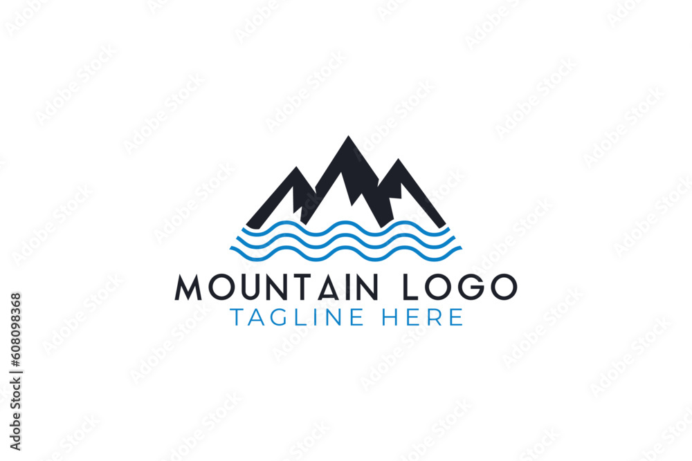 Mountain sea wave logo design Mountain sea wave logo design