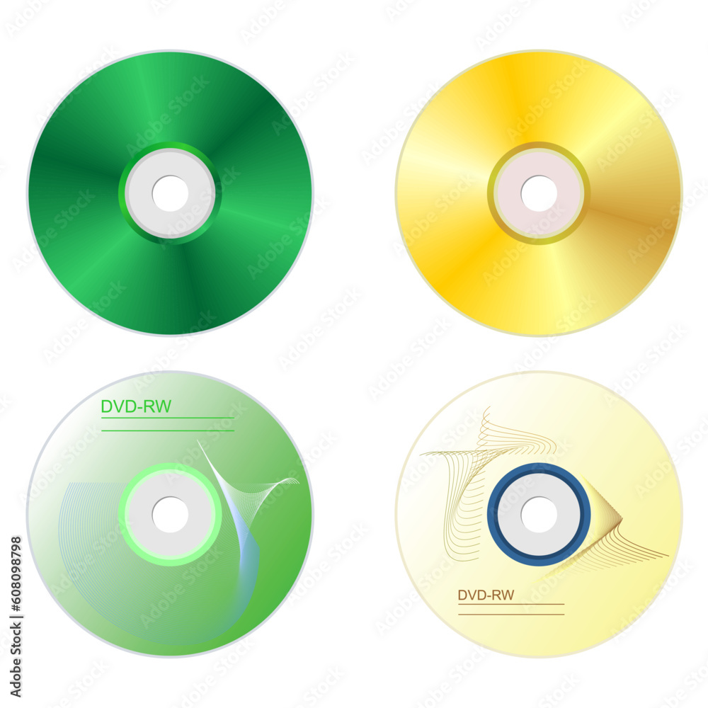 Realistic illustration set DVD disk with both sides - vector Realistic illustration set DVD disk with both sides - vector