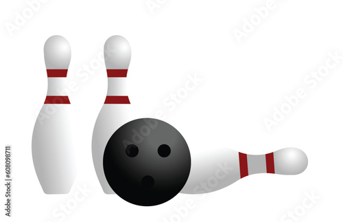 Realistic illustration ball and pin of bowling - vector