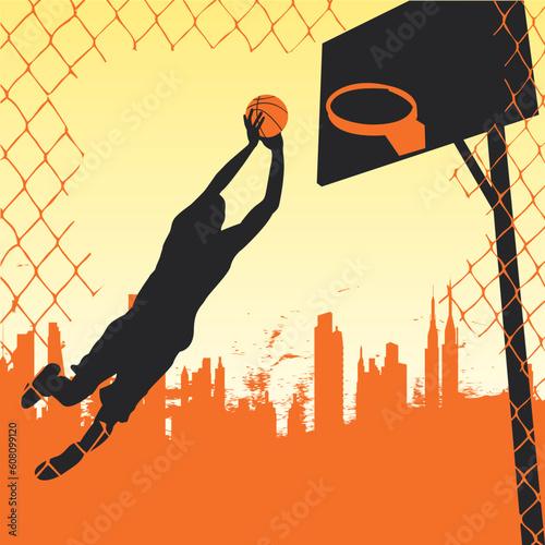 vector illustration of basketball players