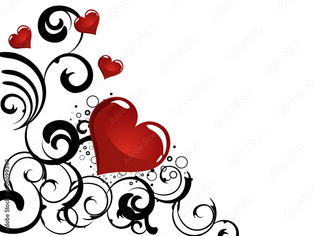 vector eps10 illustration of a red heart on a floral background vector eps10 illustration of a red heart on a floral background