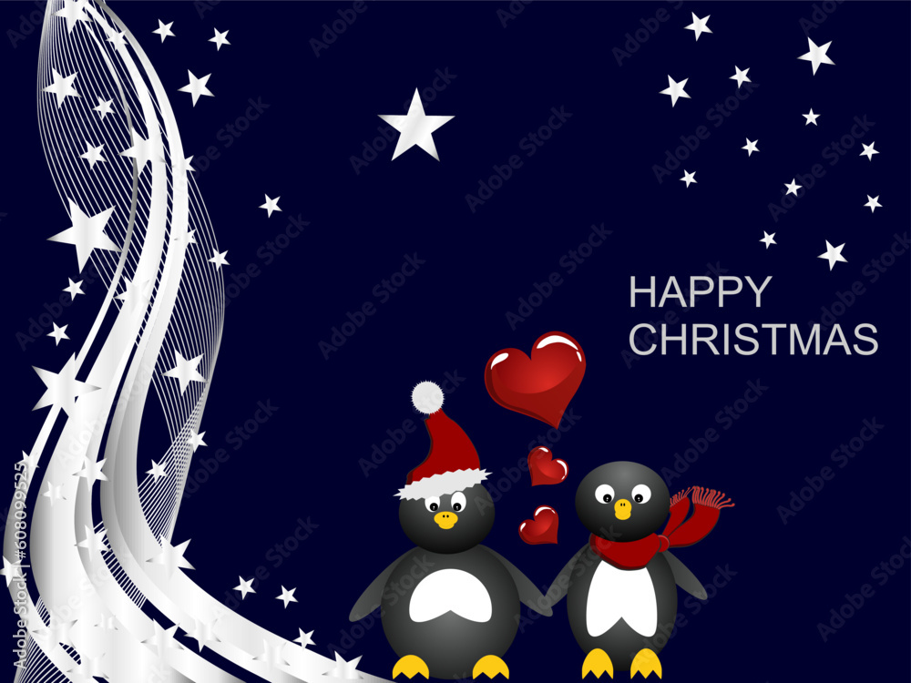 Naklejka premium vector eps10 illustration of penguins on a christmas background