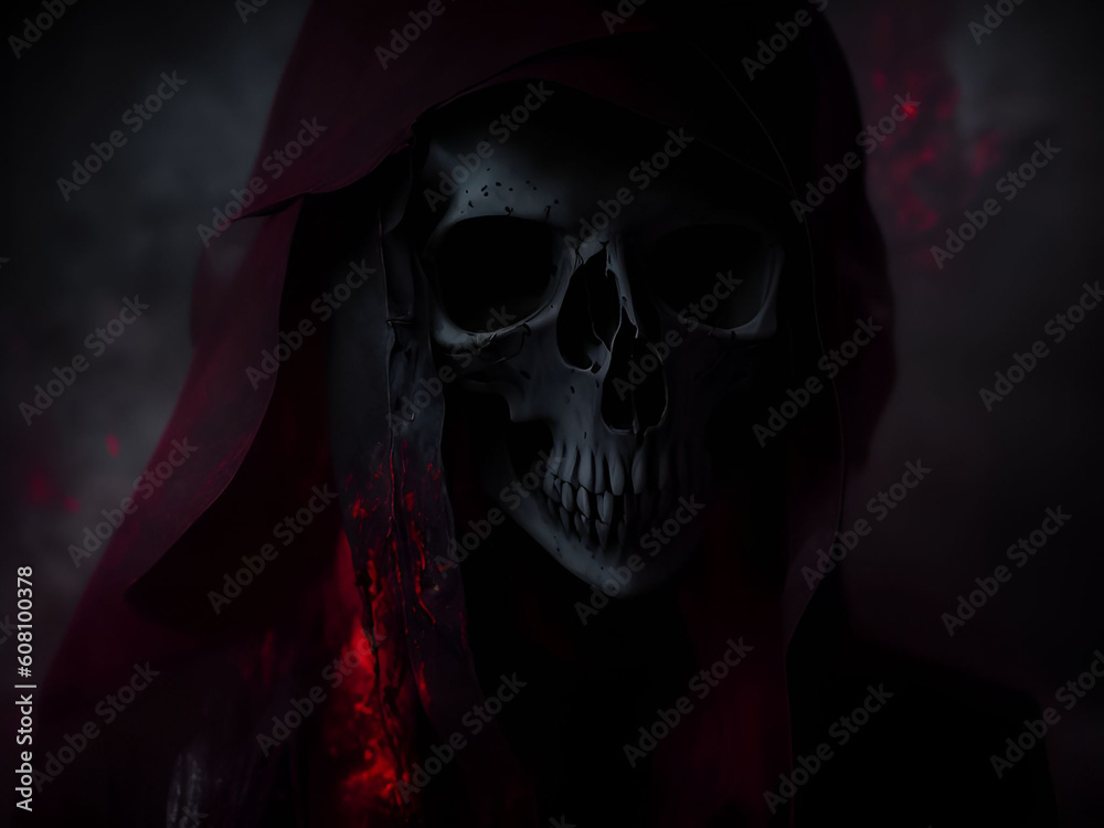 Scary ghost skull on dark background. Generative ai Scary ghost skull on dark background. Generative ai