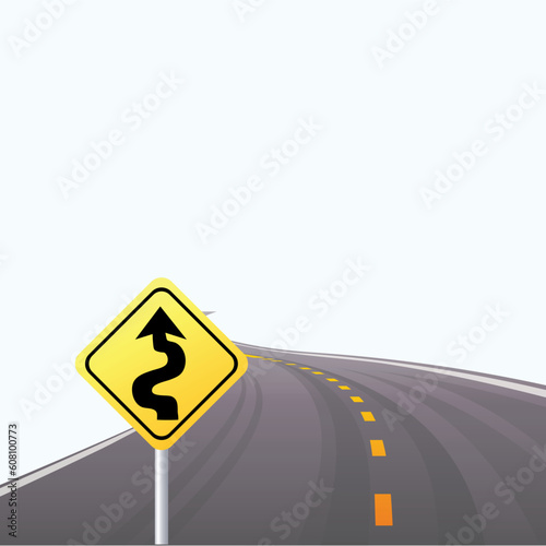 The asphalted road leaving in a distance on a white background.Vector