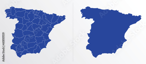Spain map vector illustration. blue color on white background