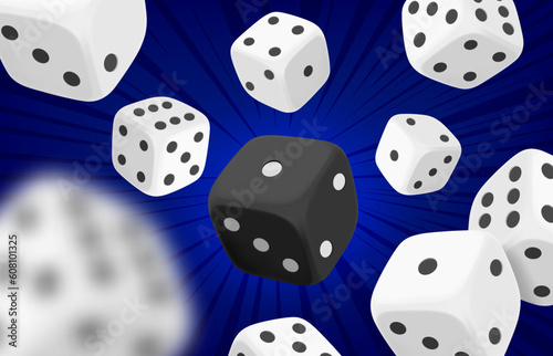 Casino game concept with dice. 3d vector concept
