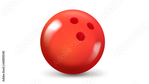 Red bowling ball isolated on white background. 3d vector illustration

