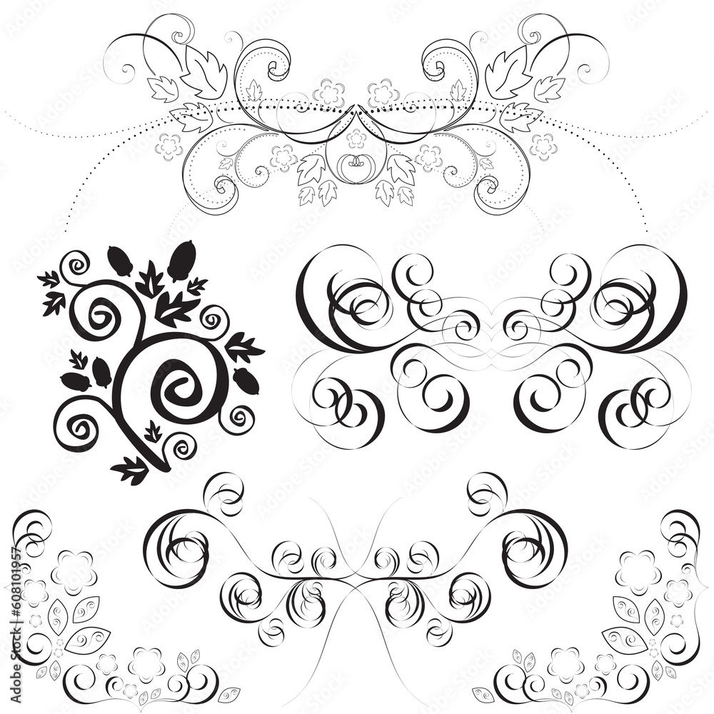 a white background vector set of ornate patterns a white background vector set of ornate patterns