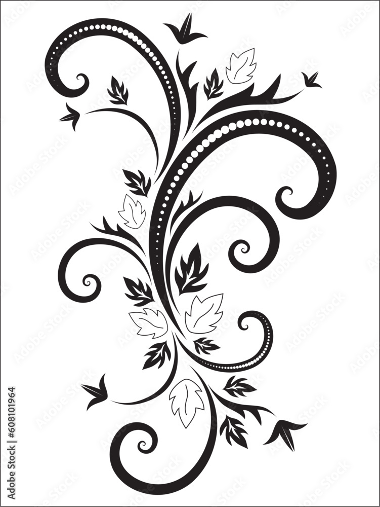 on a white background black floral pattern for decoration on a white background black floral pattern for decoration