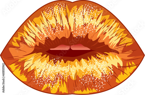 illustration. Sexual lips women painted red lipstick