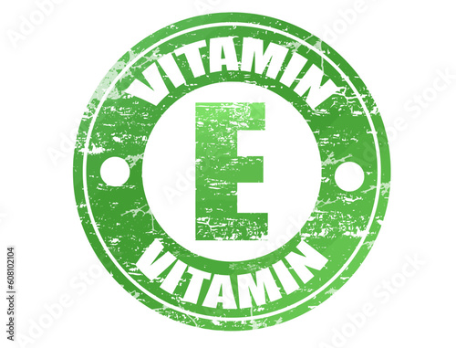 Vitamin E label in grunge rubber stamp effect