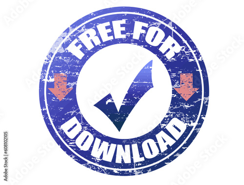 Blue grunge rubber stamp with the text free for download written inside the stamp