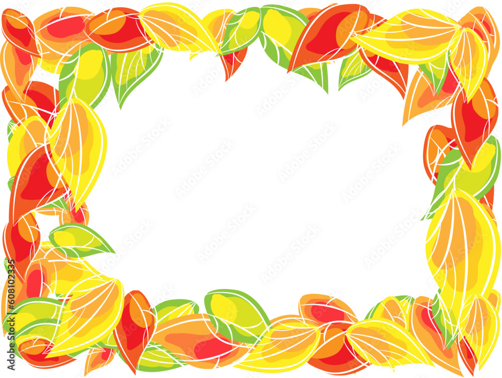 Obraz premium Vector frame with multi colored leaves