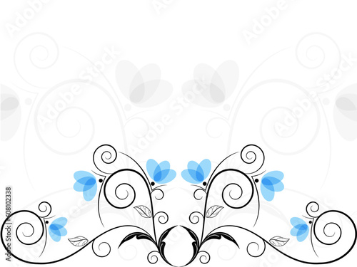 Vector picture of black and blue floral bizarre background