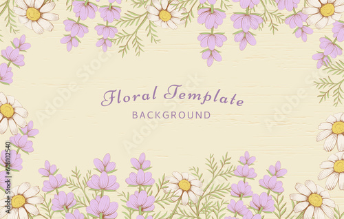 Sweet engraved floral background