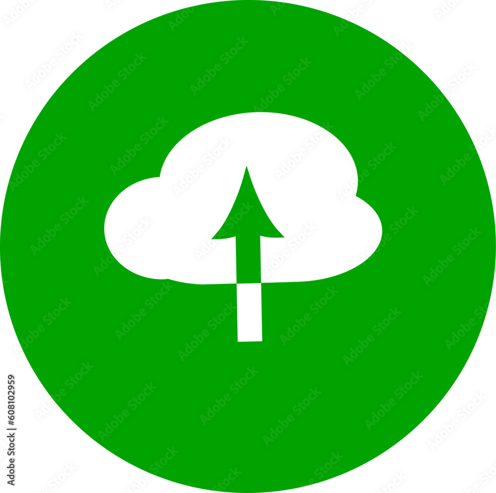 Upload in cloud storage vector icon. Cloud with arrow symbol. Replaceable vector design.