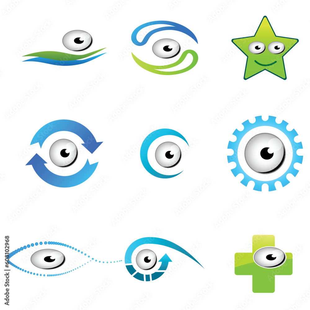 illustration of different shapes of eyes on white background illustration of different shapes of eyes on white background