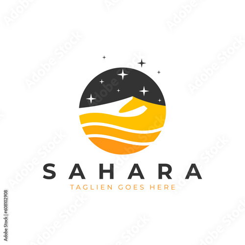 sahara desert vector illustration logo