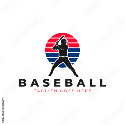 baseball player vector illustration logo