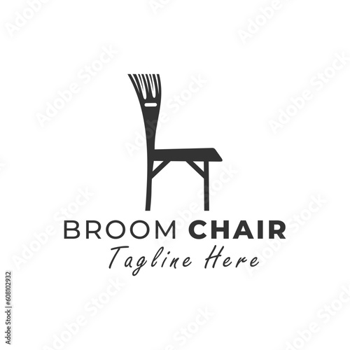 broom chair vector illustration logo