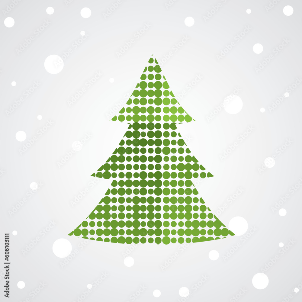 Christmas tree with colorful decoration. Vector illustration