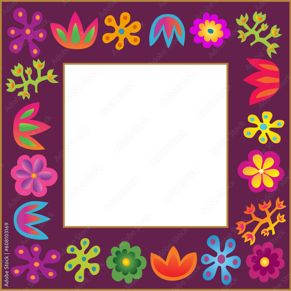 violet vector flowers frame