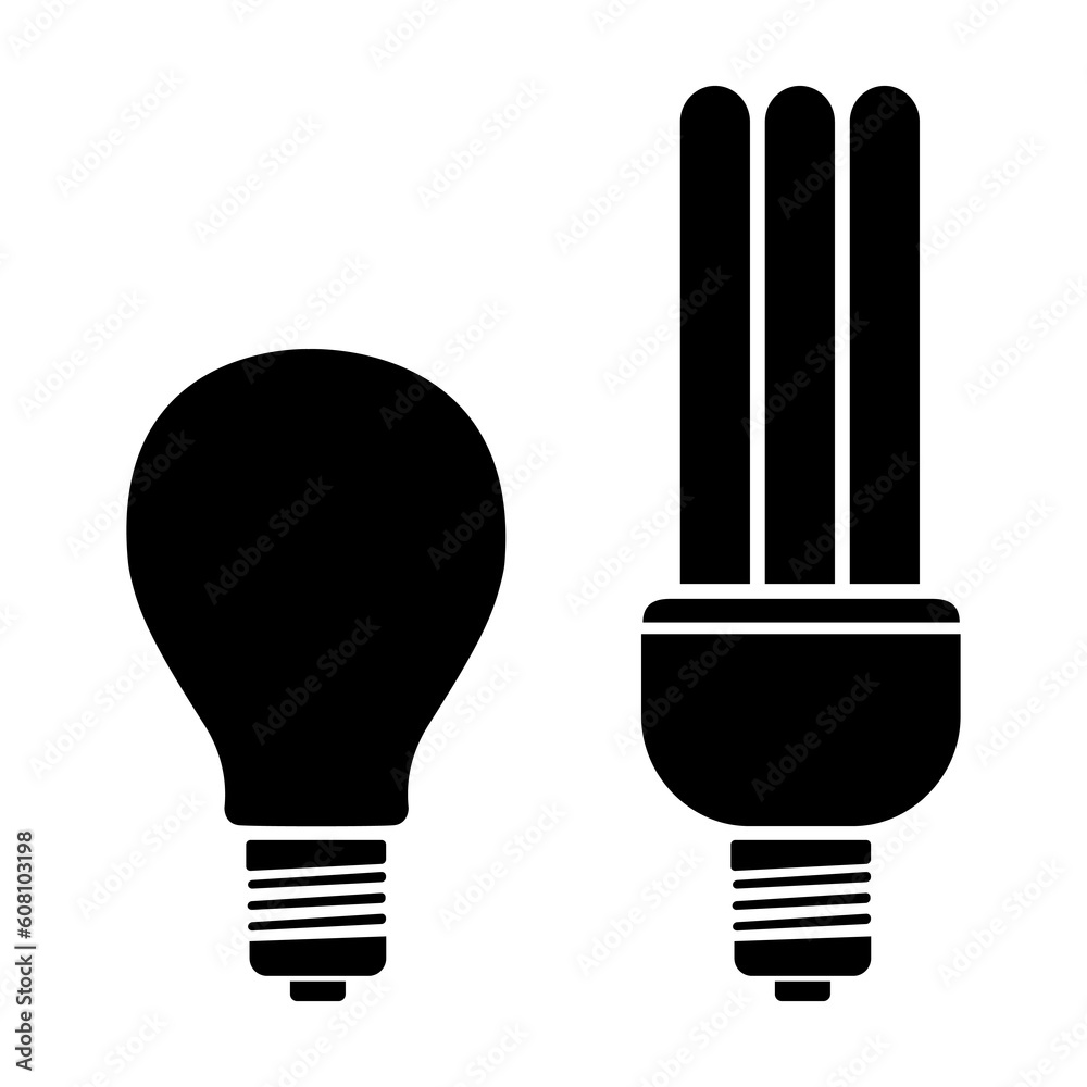 illustration of bulb and cfl on isolated background illustration of bulb and cfl on isolated background