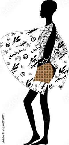 standing African model silhouette sketch
