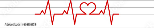 heart shape electrocardiogram vector on stave background