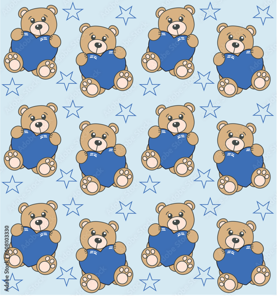 seamless cute bear pattern for boys