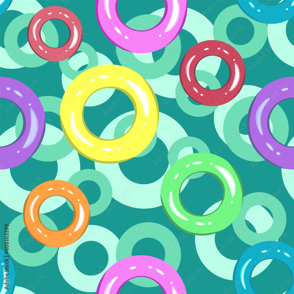Lifeboat in the water. Seamless textile pattern, nautical theme, summer and bright colors Lifeboat in the water. Seamless textile pattern, nautical theme, summer and bright colors