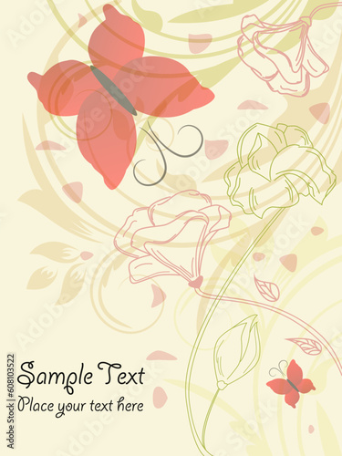 Vector picture of pink floral bizarre background