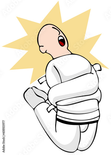 An image of a man wearing a straight jacket.