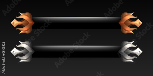 Fantasy gold and silver border lower third game interface screen title banners