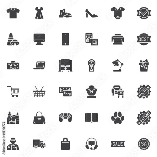 Online shop vector icons set