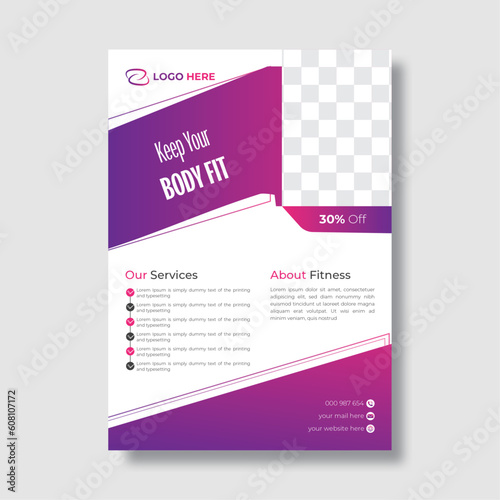 Body fitness flyer flyer design A4 vector template.