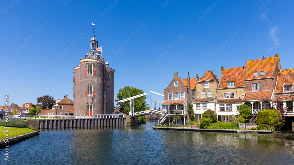 Enkhuizen cityscape in Northern Netherlands.One of the most important harbor cities in the Netherlands.
