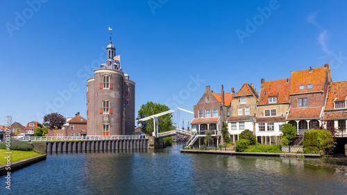 Enkhuizen cityscape in Northern Netherlands.One of the most important harbor cities in the Netherlands. #608107308