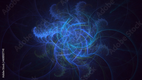 3D rendering abstract multicolor fractal light background