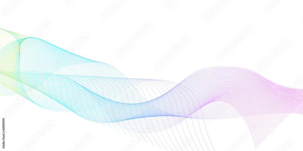 Abstract colorful glowing wave curved lines background.  Abstract frequency sound wave lines and technology curve lines background. Design used for banner, template, science, business and many more.