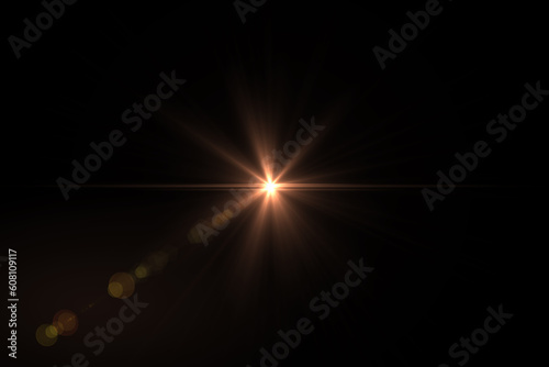 Sun flare on the black background