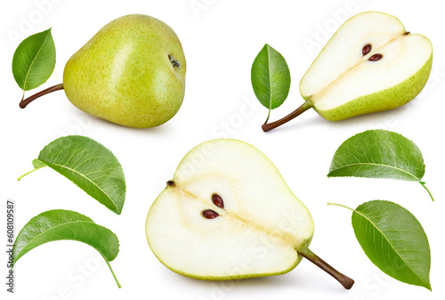 Pear collection Clipping Path. Pear isolated on white background. Pear studio macro shooting