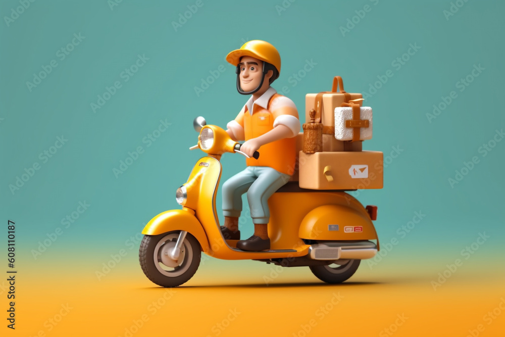 A courier is carrying a package using a motorcycle Generative AI Generative AI A courier is carrying a package using a motorcycle Generative AI Generative AI
