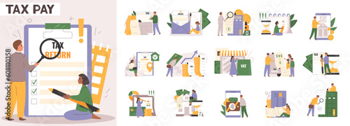 Tax Pay Flat Icons